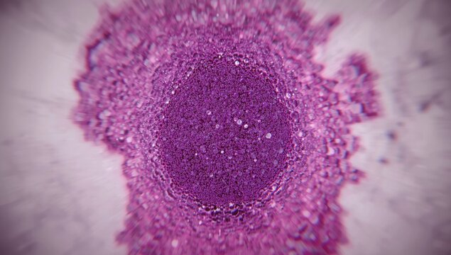 Bone marrow tissue sample with hematopoietic cells, fat deposits, and bony structures, relevant for medical analysis