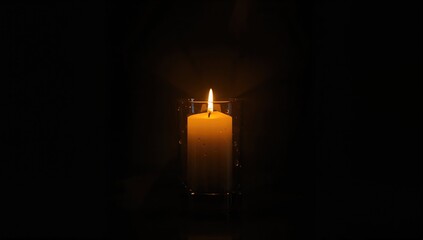 A single candle burning softly in the darkness, serving as a calming light source for a quiet evening