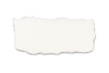Torn paper rectangle with jagged edges offering copy space, a blank white notice area for messages, transparent background