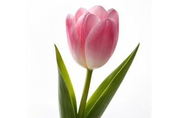 Naklejka premium Pink tulip flower isolated with bright white studio background
