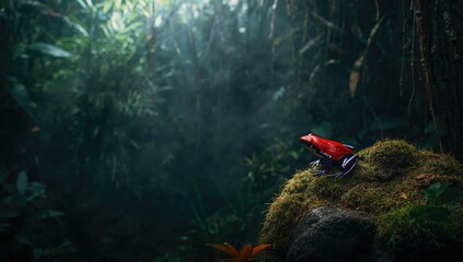 Colorful amphibian with red and blue legs housed in a terrarium, highlighting conservation efforts