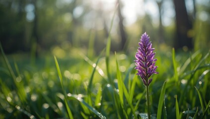 Detailed view of purple foliage in a woodland environment serving as a nature background for botanical projects