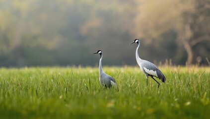 Eurasian crane resting in wetland habitat, highlighting conservation efforts, World Wetlands Day