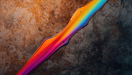 Vivid spectrum oil and fuel spill on water surface used for environmental hazard awareness