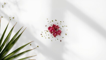 Red orchids on white background scene, floral pattern for nature-themed layouts, Earth Day
