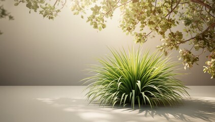 Obraz premium Carex morrowii, a grass-like ornamental plant, enhancing garden and family room aesthetics, emphasizing landscaping