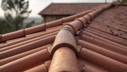 Close-up of roofing tiles showcasing surface texture, suitable for construction safety analysis