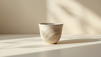 Ceramic art piece with intricate liquid spiral design, serving as a decorative item in a display setting, International Arts Day