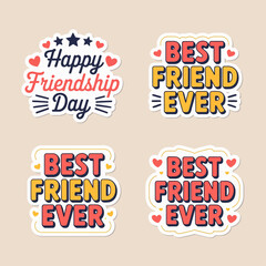 Obraz premium Colorful friendship stickers with playful typography celebrate best friends love bonding positivity joy and cheerful relationship messages