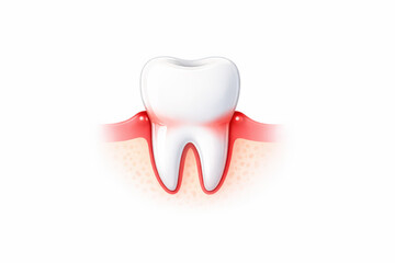 Conceptual Illustration of a Healthy Tooth Amidst Gums, Highlighting Dental Health and the Importance of Oral Hygiene for Maintaining Smooth Smiles