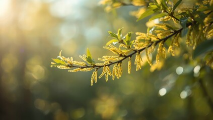 Wind dispersing birch pollen, a common seasonal allergen in outdoor environments