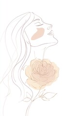 Woman embracing beauty with a delicate rose, capturing the essence of nature and femininity in soft pastels