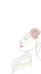 Captivating face with a delicate rose crown against a soft, minimalist background