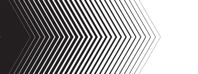 Repeated triangular arrow shapes with faded, transition or halftone effect. Forward, speed, energy or motion print. Modern abstract striped background. Vector graphic illustration