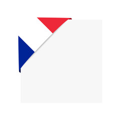 French Flag Folded Corner Ribbon on Transparent Background. Flag of France.