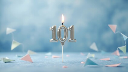 Cake with lit candles against a blue background, highlighting birthday festivities