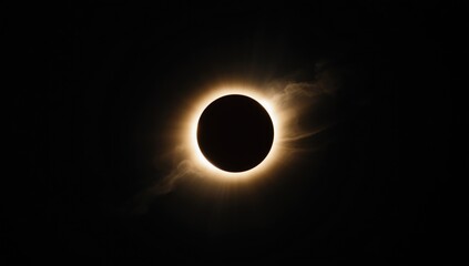 Detailed view of a Solar eclipse in the USA, focusing on the moon obscuring the sun amidst a rare astronomical alignment