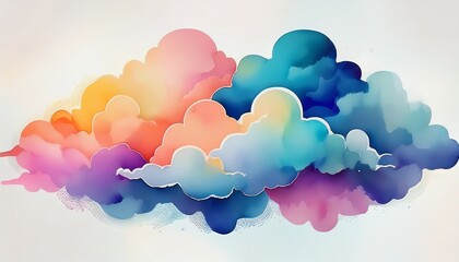 Obraz premium abstract pattern of watercolor clouds on white backg