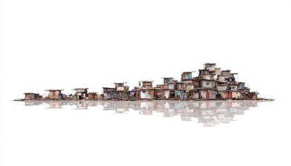 Obraz premium Slum Settlement in Urban Environment Reflection