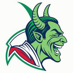Green Devil Colorful Logo Illustration Vector