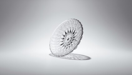 Crystal glass saucer with rosette pattern serving as a display item in home decor