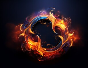 round shaped bitcoin logo in fire