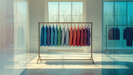 Retail display of mens shirts highlighting wardrobe options for daily use