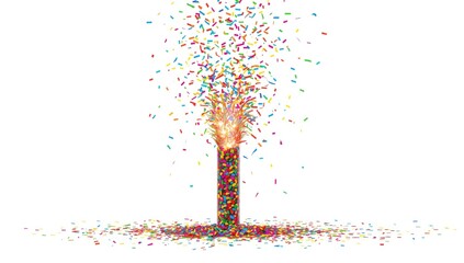 Party popper with confetti blast used in celebrations, colorful explosion for occasions