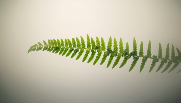 Fern and sporangium, detailed plant reproductive organs highlighting fern lifecycle, Earth Day focus