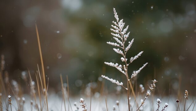 Ephedra distachya with snow on branches in a garden setting, highlighting winter plant resilience