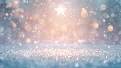 Fototapeta premium Holiday-themed backdrop featuring stars and pastel bokeh lights for festive design elements