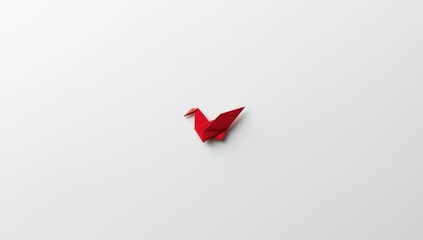 White background featuring a red origami bird, used for visual communication and layout design, International Creativity Month