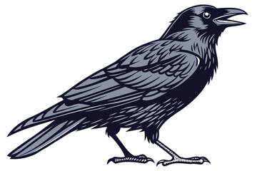 Fototapeta premium Stylized Black Crow Bird Illustration Vector Art