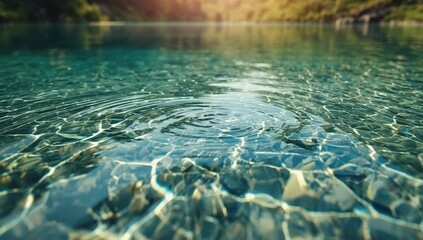 Fresh water in a lake, highlighting water quality for ecological preservation