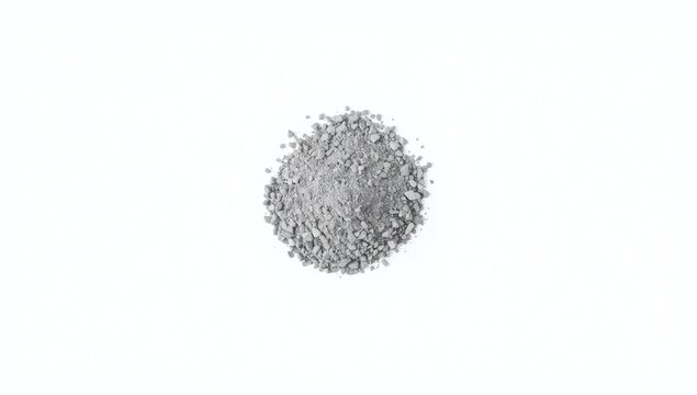 Crushed gray quartz fragments arranged on a white surface for industrial applications in construction and agriculture