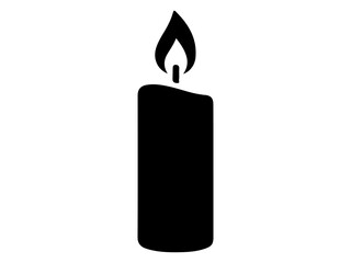Candle Silhouette Icon with Flame and Wax Drip Holiday Symbol