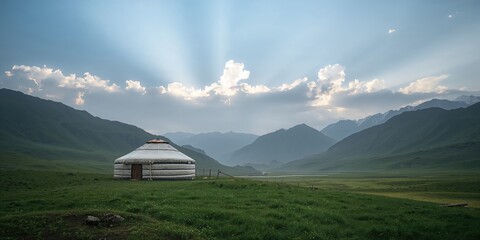 Kyrgyzstan's nomadic yurt amidst mountain scenery, highlighting cultural preservation and seasonal transition