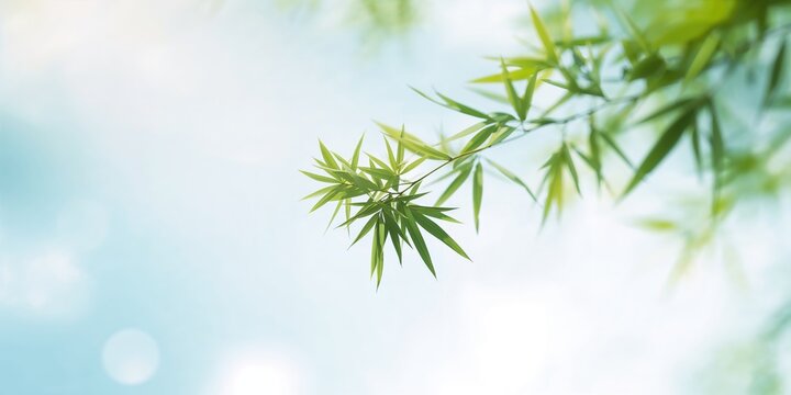 Isolated green leaves and bamboo in motion, suitable for clean air initiative background