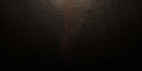 Dark brown and black leather surface with orange stitching, suitable for interior decor or material testing, World Leather Day