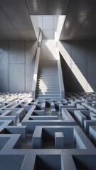 Navigate the Complex Concrete Maze to Find the Path Upward