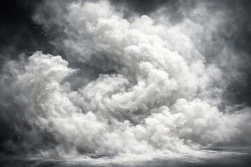 A thick cloud of white powder swirling rapidly