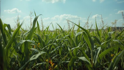 Obraz premium Multiple perspectives of a cornfield, useful for creating banners on farming productivity and crop management