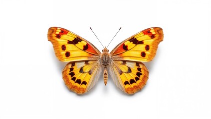 Obraz premium Malayan Lacewing, Leopard Lacewing butterfly, detailed wing markings on a white background, suitable for insect identification guides