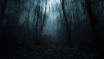 Abstract forest darkness with gentle blurring creates a mysterious ambiance for visual storytelling or background use, Earth Day