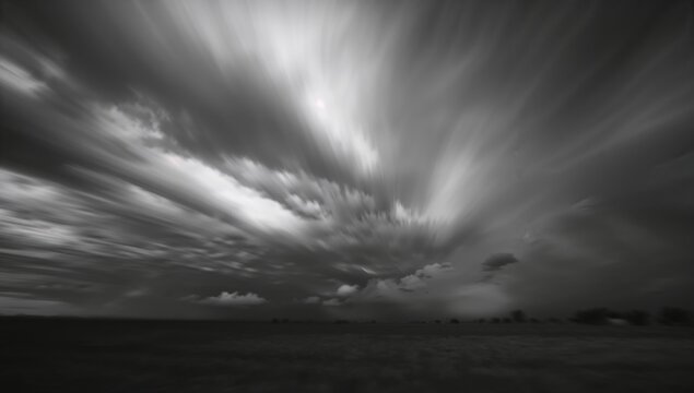 Dark stormy black and white sky with turbulent clouds, ideal for editorial backgrounds