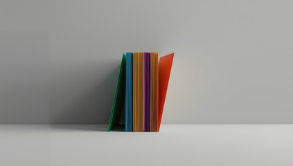 Set of vibrant office folders on a grey background used for document storage, background for text layout