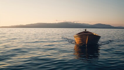 Calm sea voyage in the Mediterranean during sunset, highlighting peaceful maritime environment, World Oceans Day