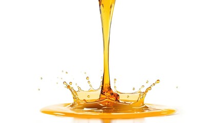 Stream of honey on white backdrop, used as a background for text or layout in food product design