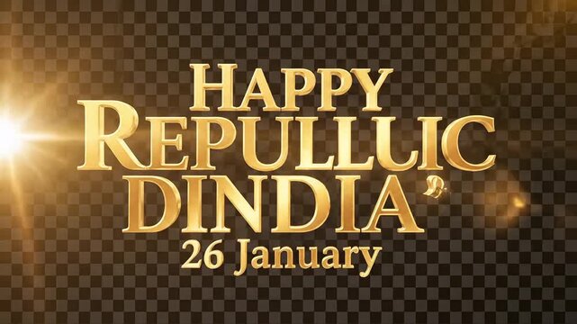 Happy Republic Day India celebration with golden text and sparks