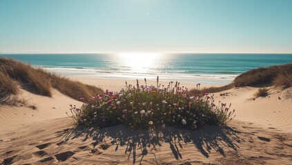 Beachside sandveld plant life growing on Atlantic coast, native vegetation and ecosystem health